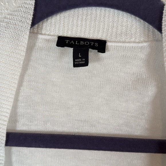 Talbots White Linen Long Line 3/4 Sleeve Cardigan Size Large - Picture 2 of 7